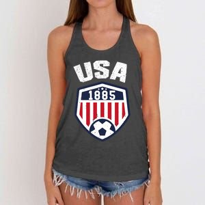 USA Soccer Shirt 1885 American Soccer USA Jersey Fan Women's Knotted Racerback Tank