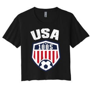 USA Soccer Shirt 1885 American Soccer USA Jersey Fan Women's Crop Top Tee