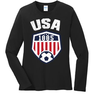 USA Soccer Shirt 1885 American Soccer USA Jersey Fan Ladies Long Sleeve Shirt