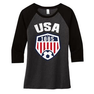 USA Soccer Shirt 1885 American Soccer USA Jersey Fan Women's Tri-Blend 3/4-Sleeve Raglan Shirt