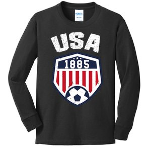 USA Soccer Shirt 1885 American Soccer USA Jersey Fan Kids Long Sleeve Shirt