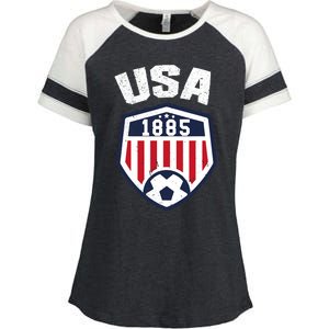 USA Soccer Shirt 1885 American Soccer USA Jersey Fan Enza Ladies Jersey Colorblock Tee