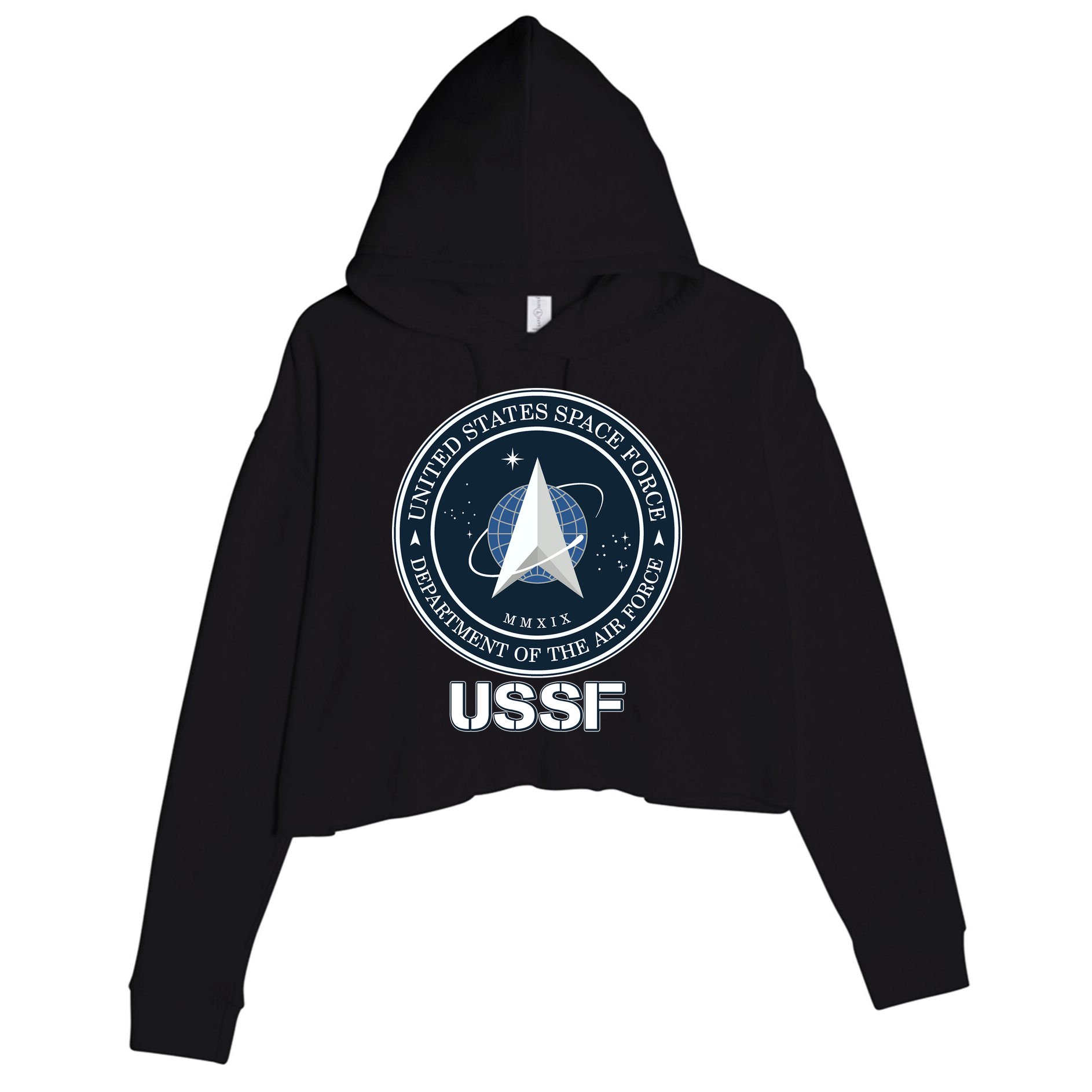 USSF Space Force Dept Of The Air Force Logo Crop Fleece Hoodie