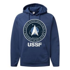 USSF Space Force Dept Of The Air Force Logo Performance Fleece Hoodie