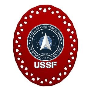 USSF Space Force Dept Of The Air Force Logo Ceramic Oval Ornament