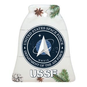 USSF Space Force Dept Of The Air Force Logo Ceramic Bell Ornament