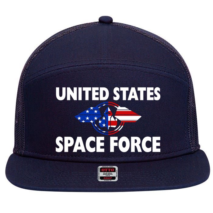 USSF United States Space Force 7 Panel Mesh Trucker Snapback Hat