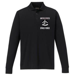 USSF United States Space Force Rocket Blast Performance Long Sleeve Polo