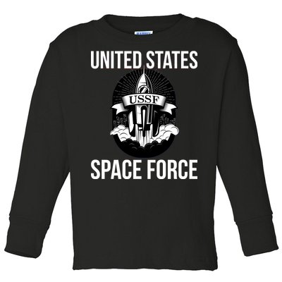 USSF United States Space Force Rocket Blast Toddler Long Sleeve Shirt