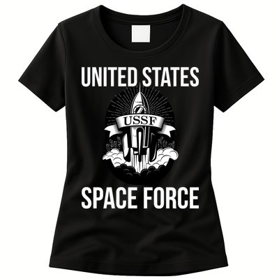 USSF United States Space Force Rocket Blast Womens T-Shirt
