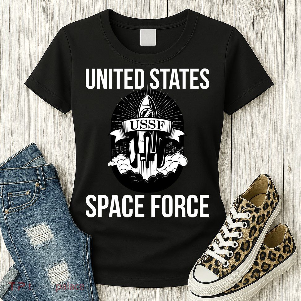 USSF United States Space Force Rocket Blast Womens T-Shirt