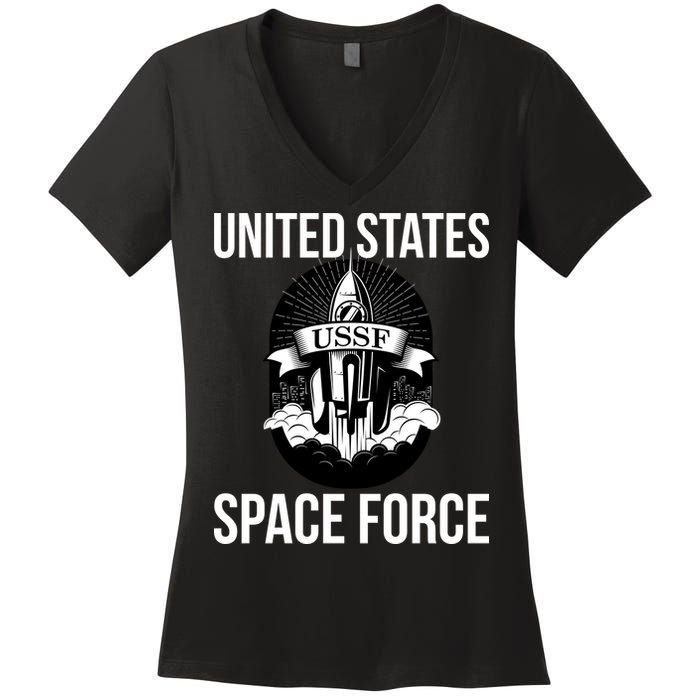USSF United States Space Force Rocket Blast Women's V-Neck T-Shirt