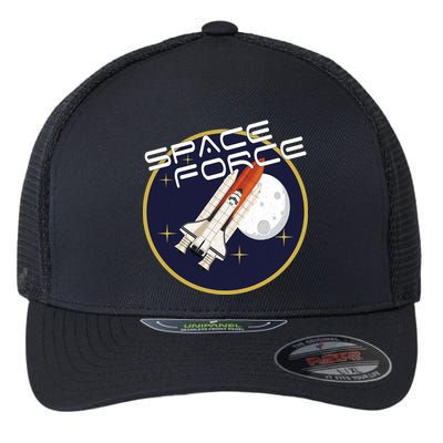 USSF United States Space Force Rocketship Emblem Flexfit Unipanel Trucker Cap