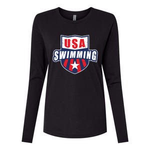 Usa Swimming Team Sports Athlete Us Swim Aquatic Design Gift Womens Cotton Relaxed Long Sleeve T-Shirt