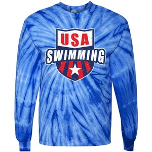 Usa Swimming Team Sports Athlete Us Swim Aquatic Design Gift Tie-Dye Long Sleeve Shirt