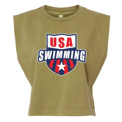 Usa Swimming Team Sports Athlete Us Swim Aquatic Design Gift Garment-Dyed Women's Muscle Tee