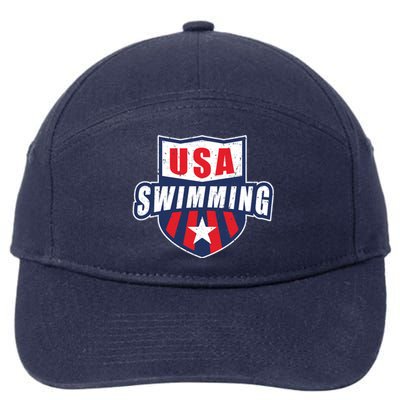 Usa Swimming Team Sports Athlete Us Swim Aquatic Design Gift 7-Panel Snapback Hat