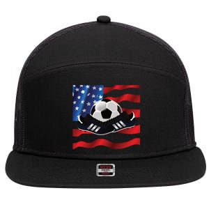 US Soccer Fan Team USA Ball Flag 7 Panel Mesh Trucker Snapback Hat