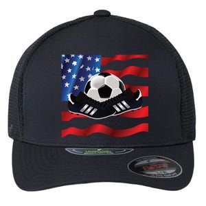 US Soccer Fan Team USA Ball Flag Flexfit Unipanel Trucker Cap