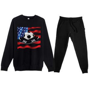 US Soccer Fan Team USA Ball Flag Premium Crewneck Sweatsuit Set