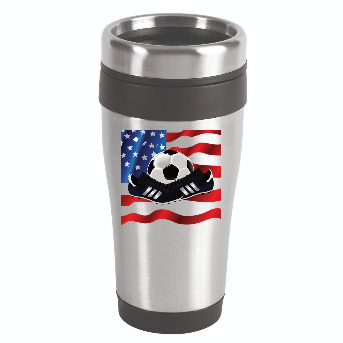 US Soccer Fan Team USA Ball Flag 16oz Travel Tumbler