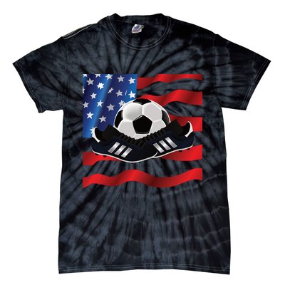US Soccer Fan Team USA Ball Flag Tie-Dye T-Shirt