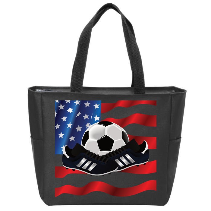 US Soccer Fan Team USA Ball Flag Zip Tote Bag
