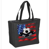 US Soccer Fan Team USA Ball Flag Zip Tote Bag