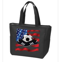 US Soccer Fan Team USA Ball Flag Zip Tote Bag