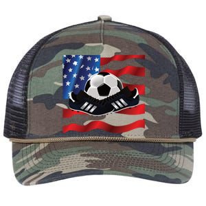 US Soccer Fan Team USA Ball Flag Retro Rope Trucker Hat Cap