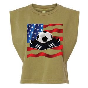 US Soccer Fan Team USA Ball Flag Garment-Dyed Women's Muscle Tee