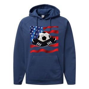 US Soccer Fan Team USA Ball Flag Performance Fleece Hoodie