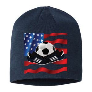 US Soccer Fan Team USA Ball Flag Sustainable Beanie