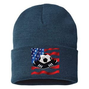 US Soccer Fan Team USA Ball Flag Sustainable Knit Beanie