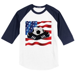 US Soccer Fan Team USA Ball Flag Baseball Sleeve Shirt