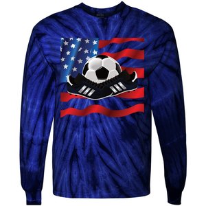 US Soccer Fan Team USA Ball Flag Tie-Dye Long Sleeve Shirt