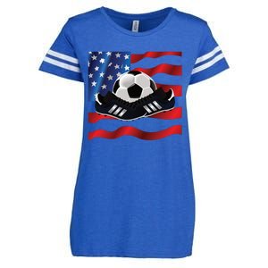 US Soccer Fan Team USA Ball Flag Enza Ladies Jersey Football T-Shirt