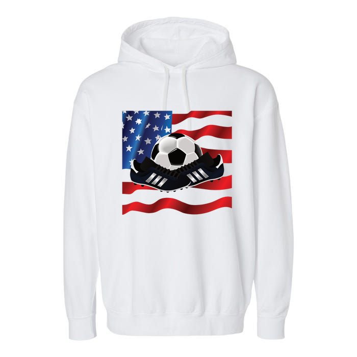 US Soccer Fan Team USA Ball Flag Garment-Dyed Fleece Hoodie