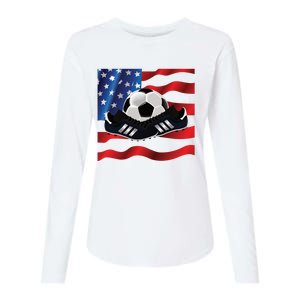 US Soccer Fan Team USA Ball Flag Womens Cotton Relaxed Long Sleeve T-Shirt