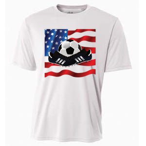 US Soccer Fan Team USA Ball Flag Cooling Performance Crew T-Shirt