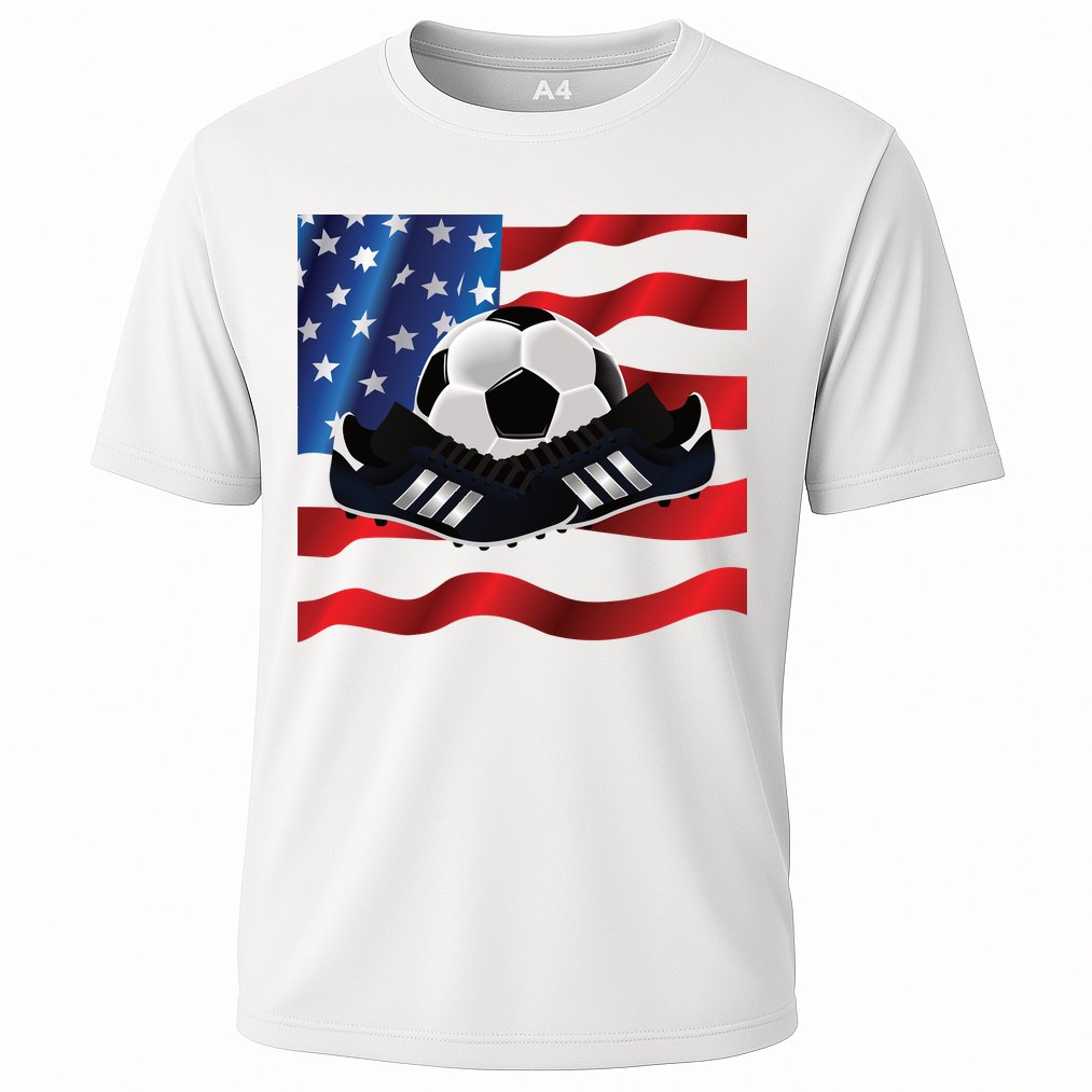 US Soccer Fan Team USA Ball Flag Cooling Performance Crew T-Shirt