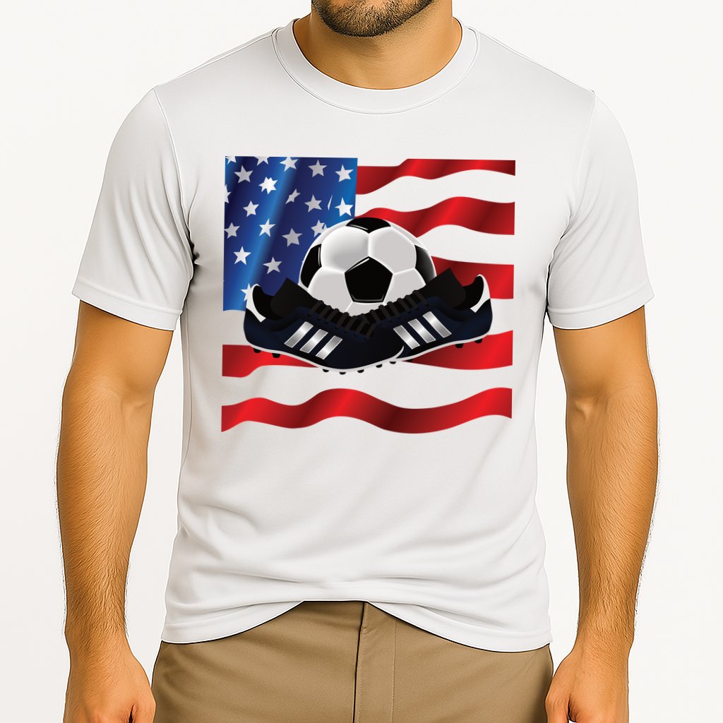 US Soccer Fan Team USA Ball Flag Cooling Performance Crew T-Shirt