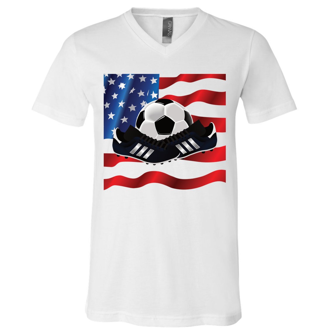 US Soccer Fan Team USA Ball Flag V-Neck T-Shirt