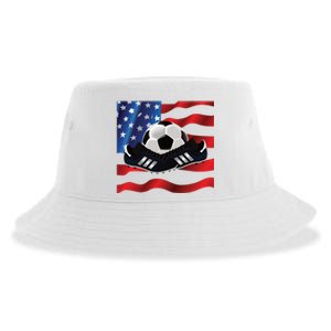 US Soccer Fan Team USA Ball Flag Sustainable Bucket Hat