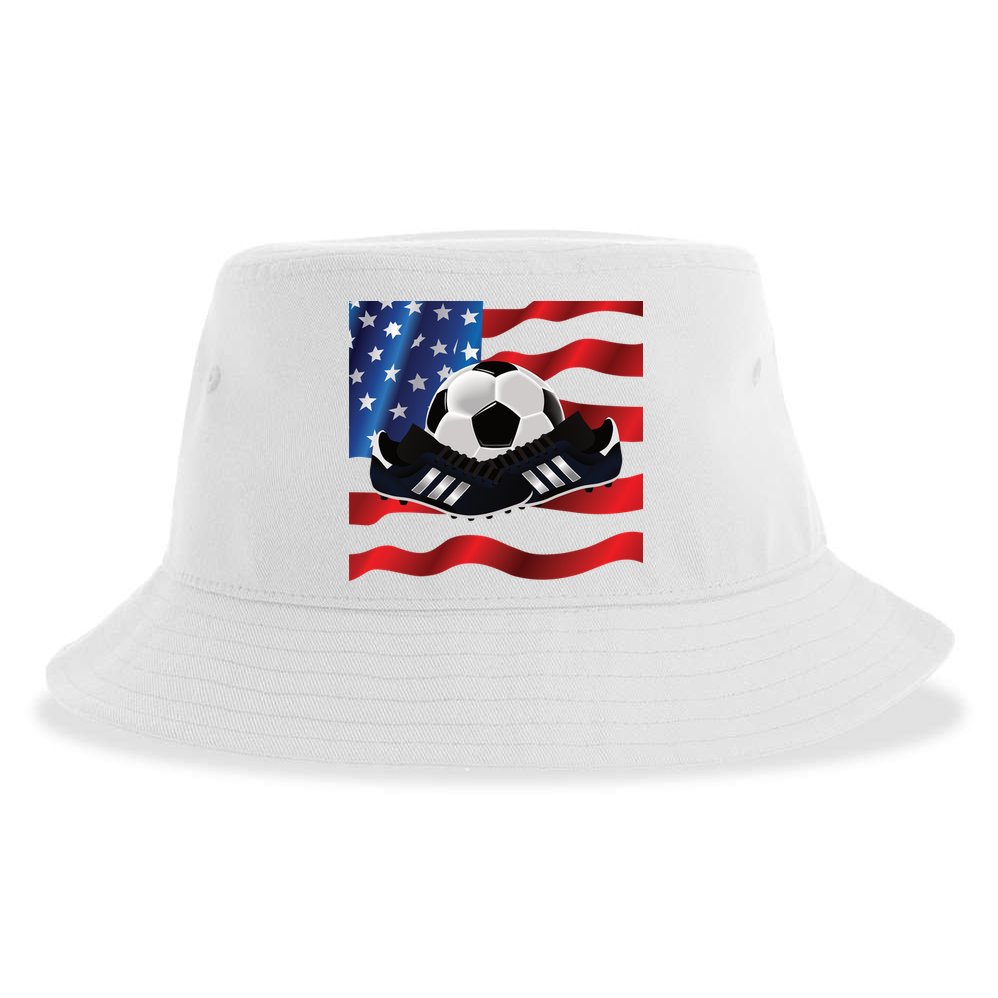 US Soccer Fan Team USA Ball Flag Sustainable Bucket Hat