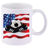 US Soccer Fan Team USA Ball Flag 11oz C Handle Ceramic Mug