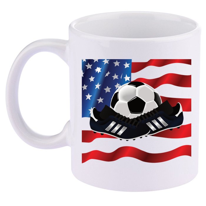 US Soccer Fan Team USA Ball Flag 11oz C Handle Ceramic Mug