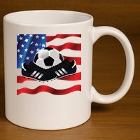 US Soccer Fan Team USA Ball Flag 11oz C Handle Ceramic Mug