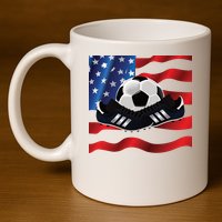 US Soccer Fan Team USA Ball Flag 11oz C Handle Ceramic Mug