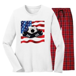 US Soccer Fan Team USA Ball Flag Women's Long Sleeve Flannel Pajama Set 